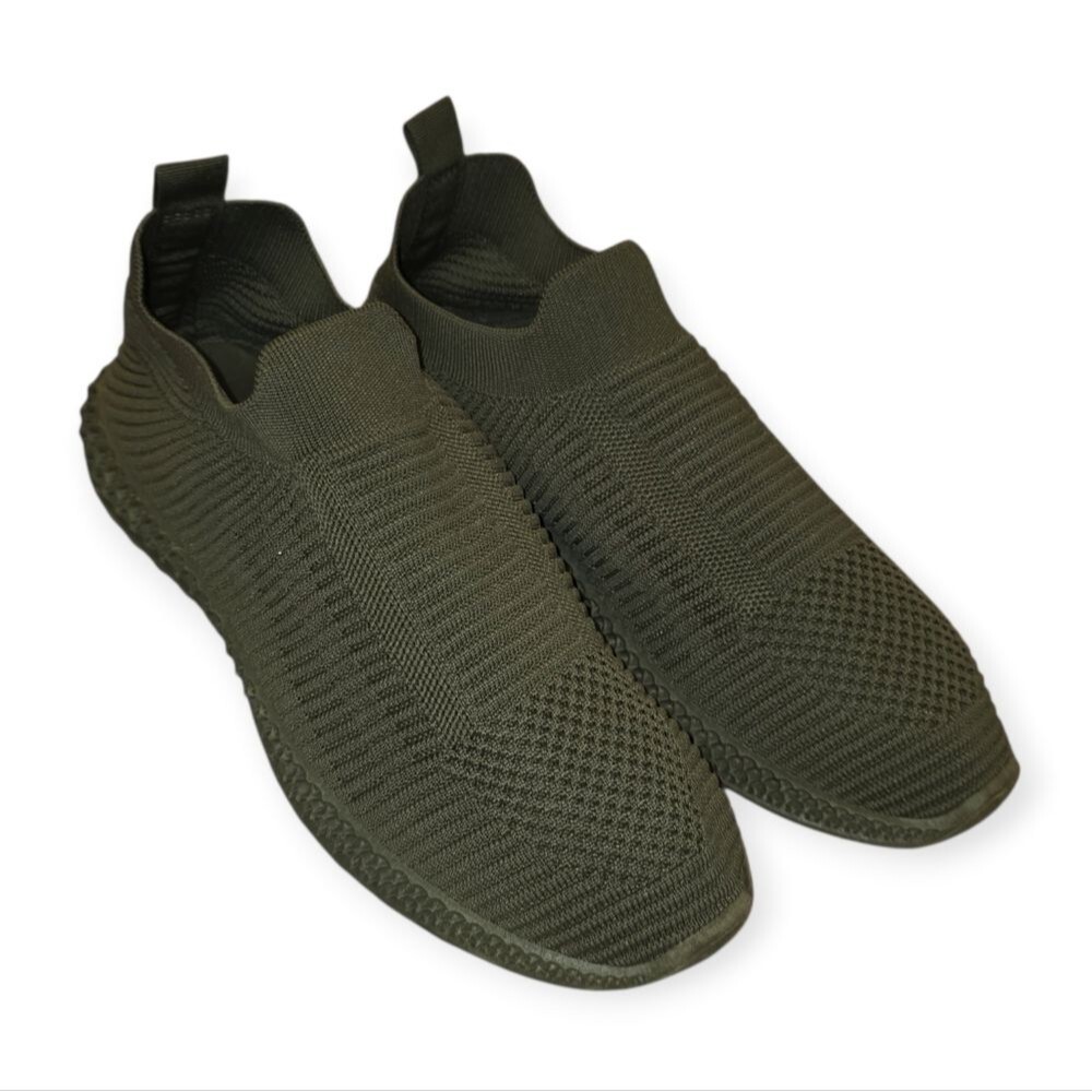 TAXI Knit Slip On Sneakers Olive Green Stretch Comfort Shoes Womens 10
